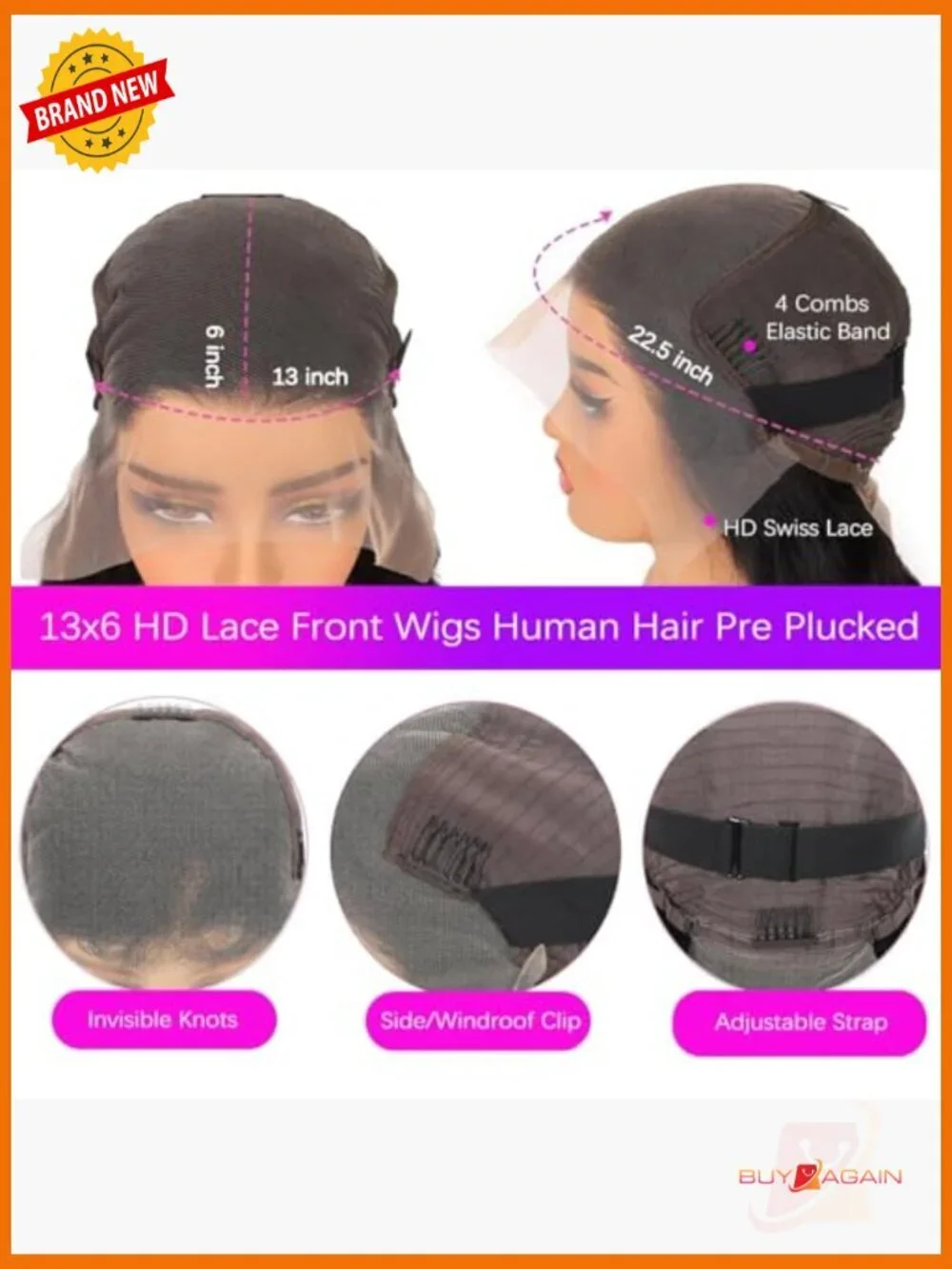 Water Wave Lace Front Wig 13x6 HD Human Hair 200 Density Pre Plucked